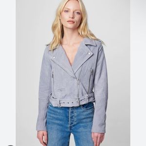 Blank nyc suede leather moto jacket cloud gray grey